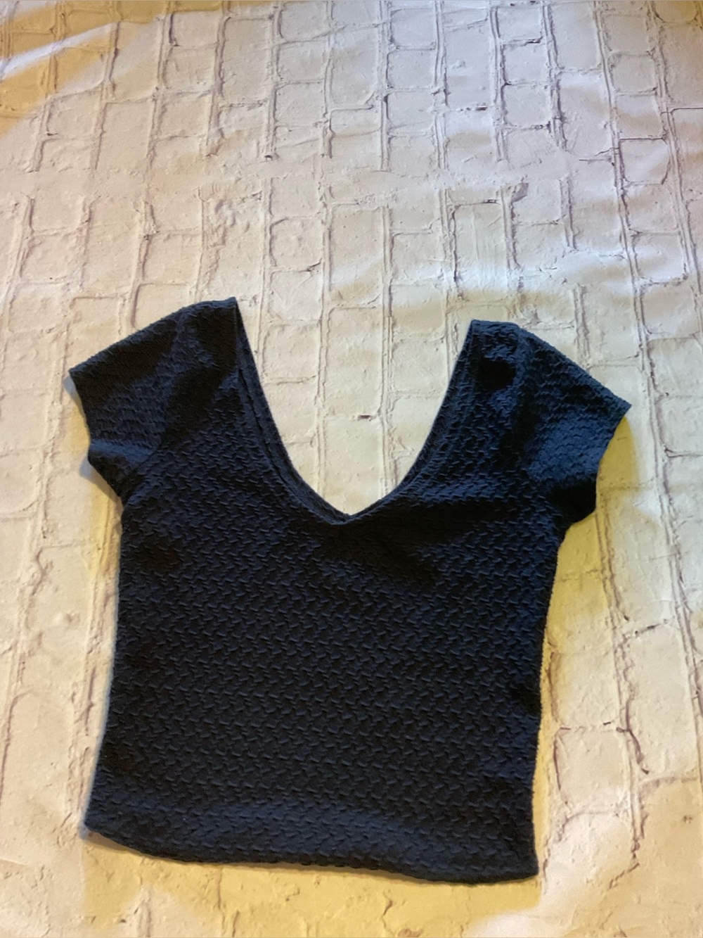 Women's navy V-Neck Short Sleeve Top
